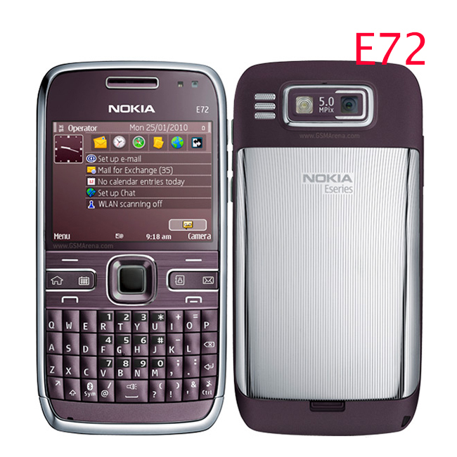 E72 100 Original Nokia E72 Mobile Phone 3G Wifi GPS 5MP Black Unlocked E Series Smartphone