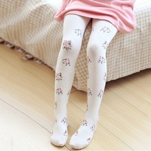 Autumn Winter Kids Girl Tights Stretch Cotton Vintage Floral Printed Children Pantyhose Stockings Kids Panty Hose Free Shipping
