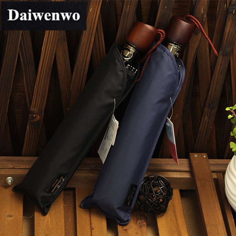 Y12 Brand Large Size Wooden Handle Outdoor Men Umbrella Rain Women Semi Automatic Three Folding Umbrella Hot Sale 10k Male