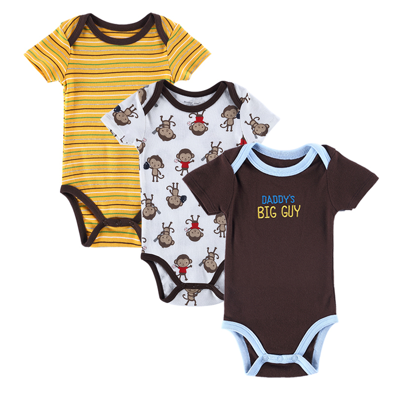 New Summer Newborn Baby Clothes 3PCS Cotton Baby Boys Girls Clothes Short Sleeve Baby Romper Infant Jumpsuit Baby Boy Clothing