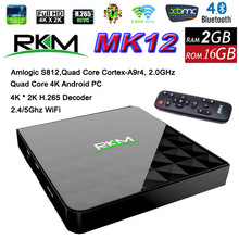 4pcs/lot Android TV Box RKM MK12 Amlogic S812 Quad Core Mini PC 2G 16G Bluetooth Dual Band Wifi DLNA Miracast 3G Dongle IPTV