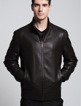 2015 new fashion mens leather jacket Autumn leather clothing men Short slim Brown leather coat men black leather jackets
