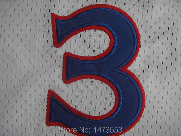 Philadelphia #3 Allen Iverson White Throwback Jersey Blue Number_02