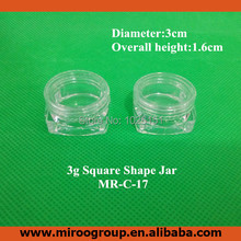 FreeShip 100pcs 3g empty clear transparent plastic cosmetic jar for cosmetics packaging,3g cosmetic cream jar, sample jar 3g pot