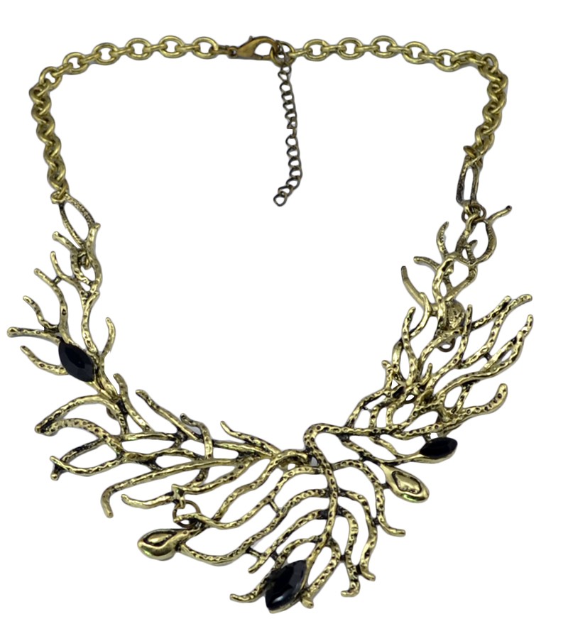 N-6039 2016 Newest Tree Branch Shape Black Resin Bead Vintage Gold_Silver Plated Chain Statement Choker Necklaces Women Jewelry, statement necklace - idealway_img1.cdn.tradew.com_1