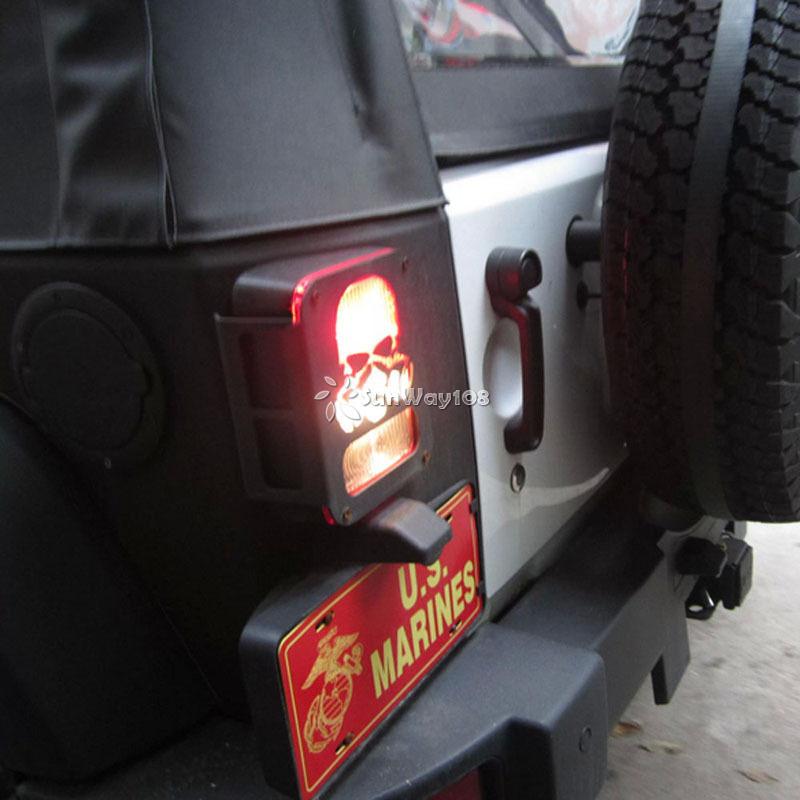 2pcs Black Skull Tail Light Covers for Jeep Wrangler JK 2007~2014 Car styling