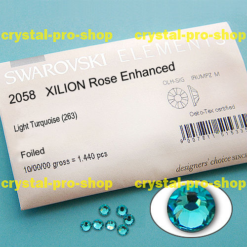 ss20 GENUINE Swarovski Elements Light Turquoise ( 263 ) 1440 pcs ( NO hotfix Rhinestone ) Clear Crystal 20ss 2058 FLATBACK Glass
