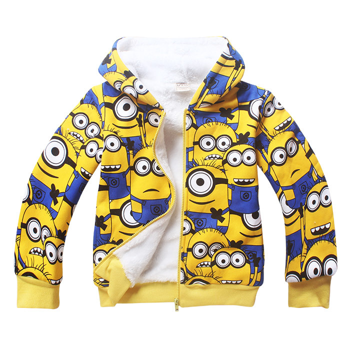 Girls Boys Hoodies And Sweatshirts 2016 Winter Cotton Hooded Minion Children Hoodies Warm Children Outerwear Kids