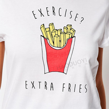 Exercise Losing Weight No Lovely Fries Printing Women Leisure T shirts Fashion Girl Students Dress Clothes