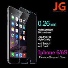 JG Tempered Glass for iPhone 6S 6 Front 9H Hardness 2.5D Ultra HD Tempered Glass Screen Clear Screen Protector Free Shipping