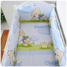 Promotion! 6PCS Bear crib bedding sets for kids,baby crib bedding sets,baby care bed (bumpers+sheet+pillow cover)