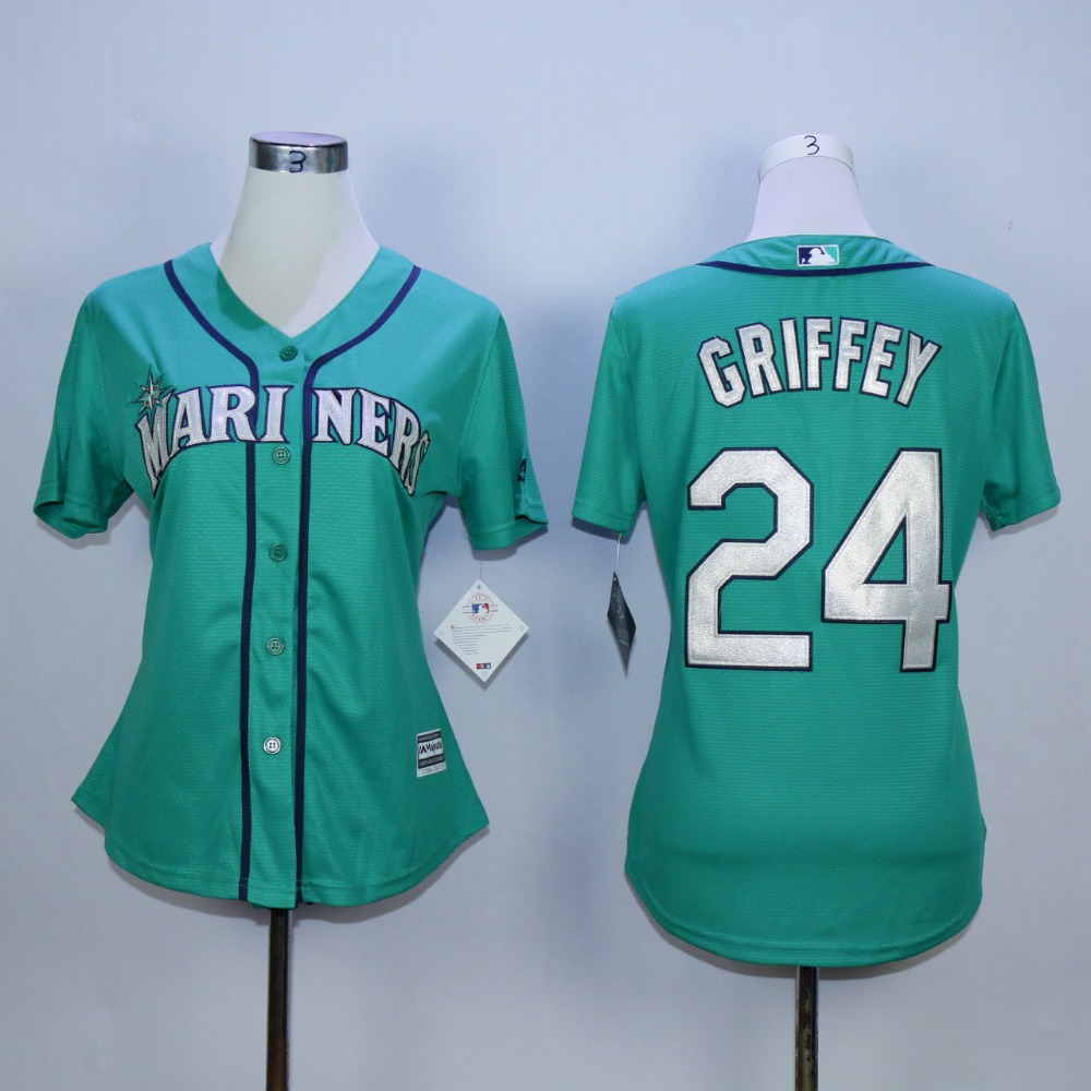 2016 New Seattle Mariners Womens Jerseys 24 Ken Griffey Green Baseball