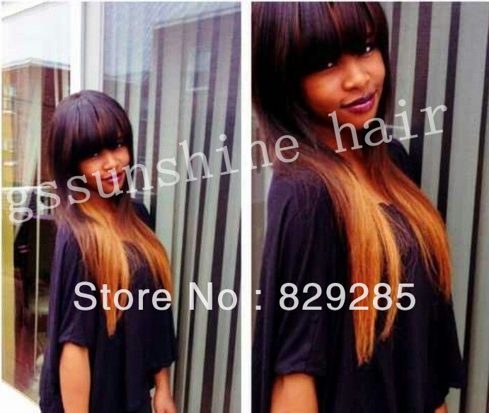 Cute Style Two Tone Ombre Color Silky Straight 100 Virgin Human Hair Cheap Brazilian Lace Front