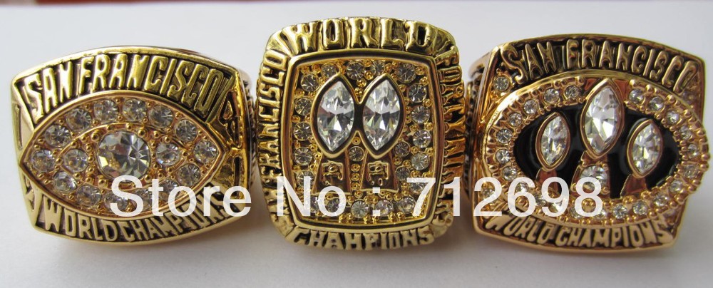 3PCS 1981 1984 1988 San Francisco 49ers Super Bowl championship Ring Montana Engraved Size 11 US best gift for fans Collection