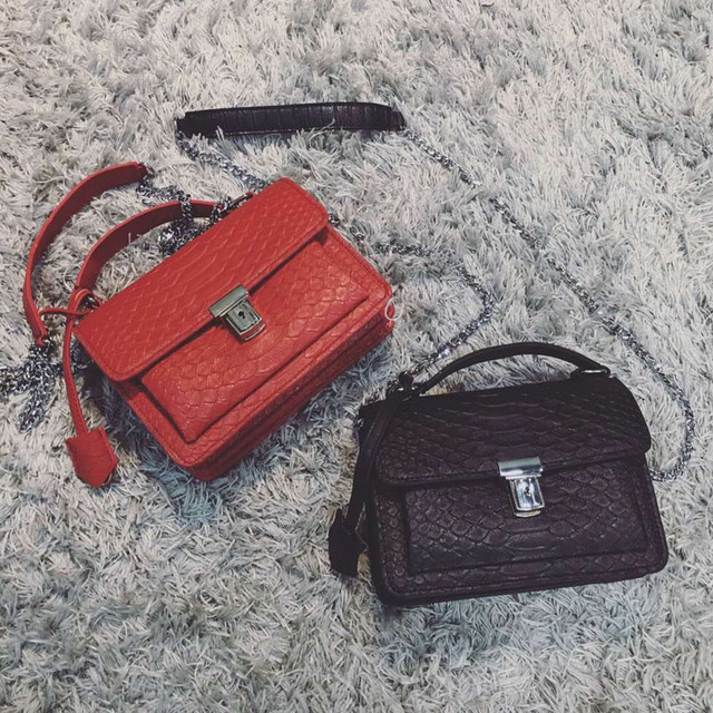 2016 женская кожаная сумка одно плечо cross body для крокодил серпантин цепи картина мешка