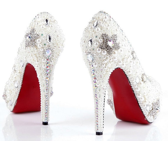 Elegant Wedding Bridal Shoes Rhinestone with Imitation Pearl ...