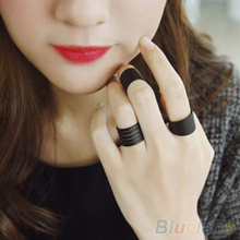 3Pcs New Fashion Ring Set Black Stack Plain Above Knuckle Ring Band Midi Rings 1QO6