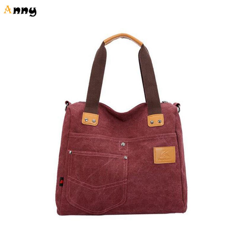 New Trendy Shoulder Bags For Women Simple Vintage Canvas Handbag ...