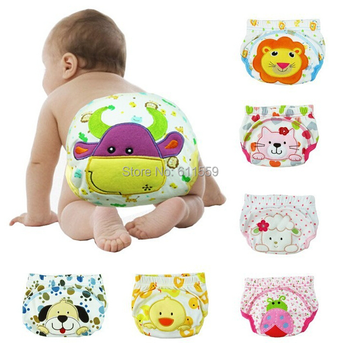 NEW Baby Washable nappies Children Reusable Underwear 100 Cotton Breathable Diaper TPU Nappy Cover free shipping