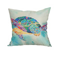 wholesale Free Shipping Home Decorative Seat Cover Cotton Linen Woven Sea Turtle Fish Pattern Cushion Cover