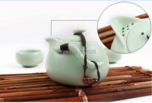 Free Shipping White Green Travel Tea Set Porcelain Portable Teapot Set