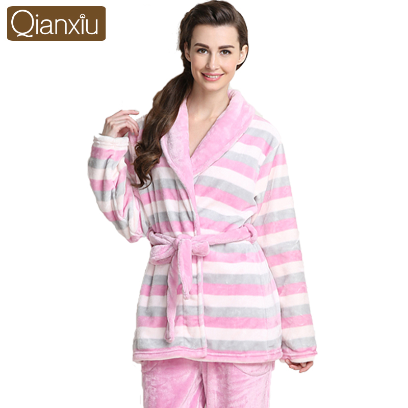 2014 Autumn & Winter Thickening Coral Fleece Lovers sleepwear Male Women's Long-sleeve  Pajama set Free Shipping