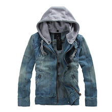 Man Clothing 2014 Autumn&Winter mens Outdoors 100% Cotton Hooded Casual Denim jackets and coats Brand Outwear Jackets  for men