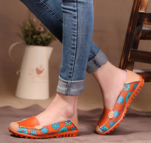 New 2015 hot sale summer Fall Women genuine leather flats soft leather shoes women s round