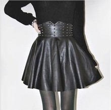 Hot sale 2014 autumn winter New sale Women’s Boutique Fashion Punk Rivet PU Leather Skirt