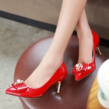 2016 shoes candy color high-heeled shoes ol japanned leather all-match women’s shoes high heels spring and autumn shoes puimps