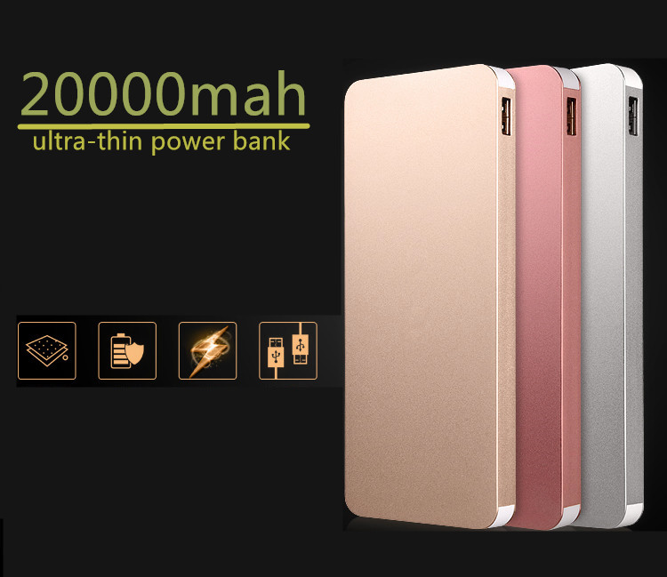 New Dual Interface Charge Ultrathin 20000mA power bank Charging Dual USB External Battery PowerBank for all