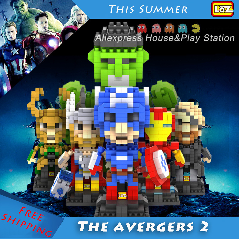 Гаджет  Loz Blocks The Avengers Iron man Thor Captain America Loki Hulk Mini Model Action Figure Diamond Building Blocks Gift for boys None Игрушки и Хобби