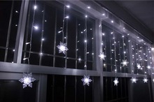3 5M 100SMD 16P font b Snowflake b font LED Curtain String Lights Lamp New Year