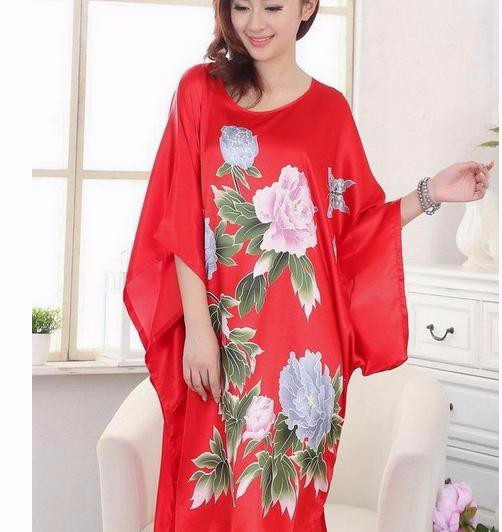 Hot Sale Summer Chinese Traditional Women Nightgown Silk Rayon Bath Robe Kimono Yukata Gown  Flower Plus Size S0110