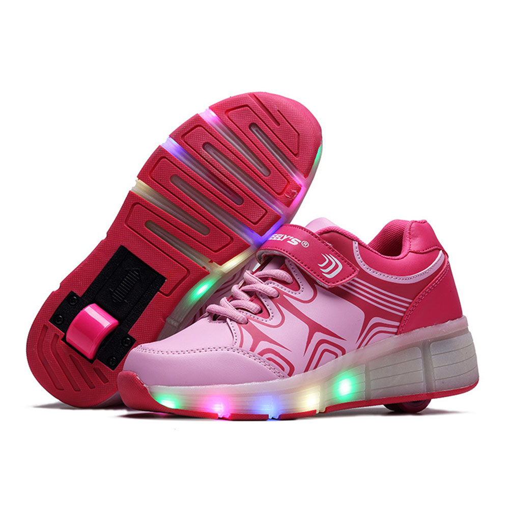 2016 summer Kids LED Heelys wheelys Boys Girls Roller Skates Shoes Sneakers With Wheels Zapatillas Con