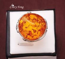 Free Shipping 3 Colors Vintage Amber Silver Plated Retro Womens Mens Wedding Rings Wholesale Jewelry Size 8 / 9 /10