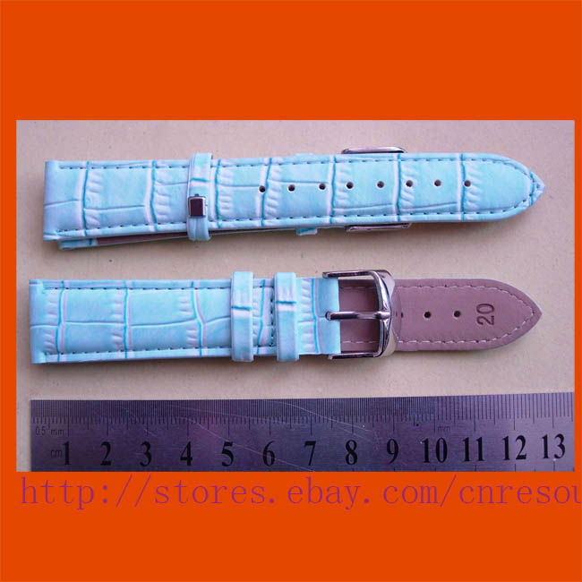 1 x 20 mm GENUINE COW LEATHER watch band acid blue 12