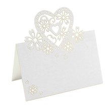NFLC HeroNeo 50pcs Love Heart Laser Cut Wedding Party Table Name Place Cards Favor Decor (Heart Card, White)