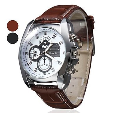 2015 New Three Eyes Clock Fashion Quartz Watch Men Sports Leather Strap Watches Casual Hours Wristwatches