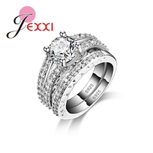 JEXXI Scorching Elegant Girls Engagement Marriage ceremony Princess Rings Set Classic 925 Sterling Silver Finger Rings Bijoux Jewellery