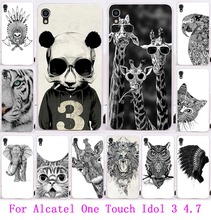 Симпатичные животные сова жираф кот слон окрашенные чехол для Alcatel One Touch идол 3 4.7 » задняя крышка чехол мешок