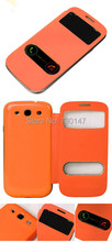 Back battery housing cover cases flip leather open View window case for samsung galaxy s3 SIII