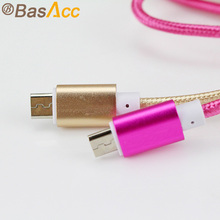 2015 Newest Colorful Nylon Line and Metal Plug Micro USB Cable for iPhone 6 6s Plus