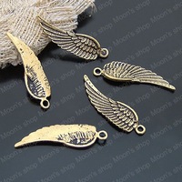 (21063)Fashion Jewelry Findings,Accessories,charm,pendant,Alloy Antique Gold 45*14MM Wing 10PCS
