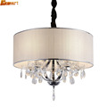 HGhomeart Modern Simple LED Fashion Chandelier Foyer Restaurant Bedroom Study Stairs K9 Crystal Round Fabric Chandelier