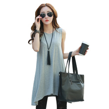 2016 Summer Women Long Top T Shirt Fashion Irregular Hem Top Solid Modal Casual Tank Tops TShirt Female Plus Size S-4XL