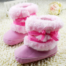 Free Shipping 2015 Brand Newborn Baby Infant Girls Warm Bowknot Snow Boots Crib Shoes Toddler Warm