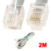 Gray Plastic Noodles 6P6C RJ12 M/M Flat Telephone Cable Cord 2M 6.5ft