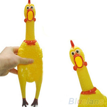 17CM Yellow Screaming Rubber Chicken Pet Dog Toy Squeak Squeaker Chew Gift 1Q4B