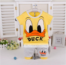 2-piece 2015 donald duck summer style children clothing kids clothes boys summer sets baby boy clothes toddler boy clothing sets(China (Mainland))